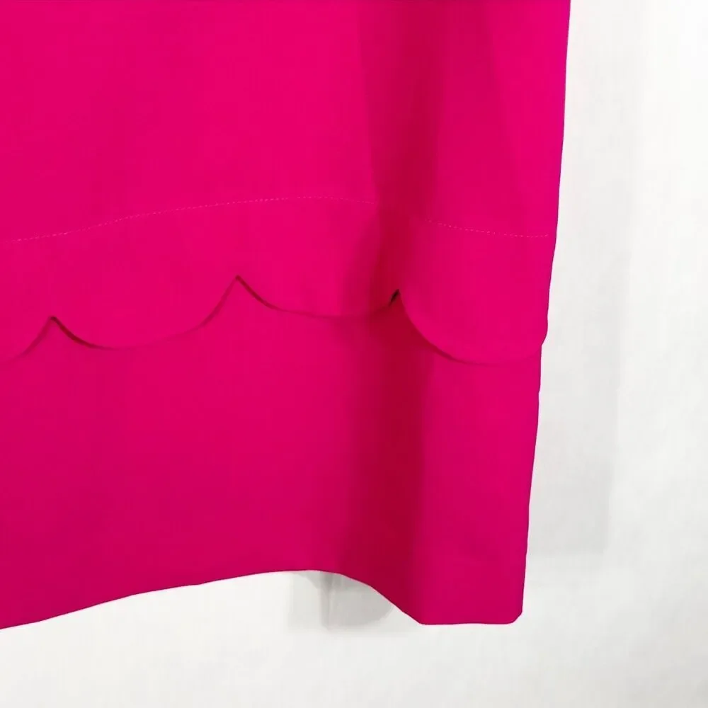 Kate Spade Size 6 Dress Hot Pink Shift‎ Mini Scalloped Crew Lined Keyhole 1352